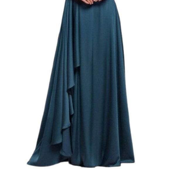 NWT Ladivine 7450 Soft satin Prom Dress French Navy Size 6 and 8 - Picture 2 of 6